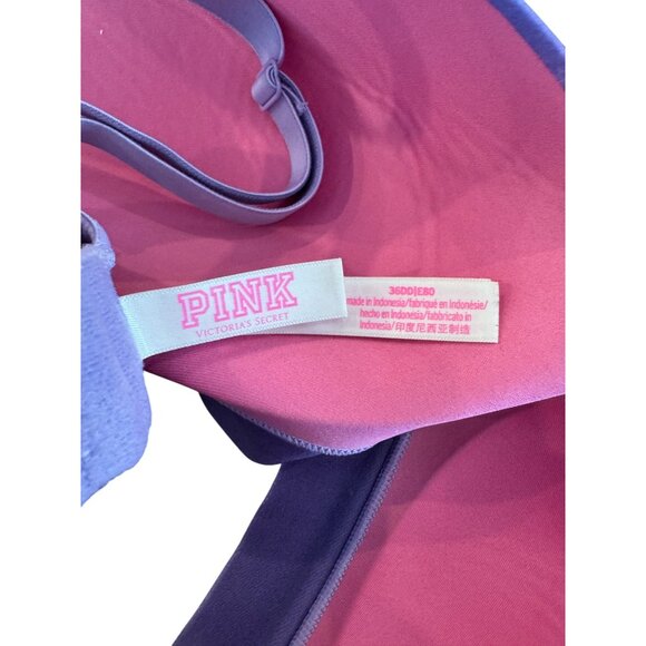 Victorias Secret Pink Purple Tie-Dye Lightly Padded Bra 36DD Adjustable Straps - Picture 4 of 5
